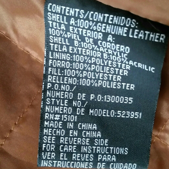 Chestnut Brown Leather Shearling Coat Jacket L - Picture 4 of 5